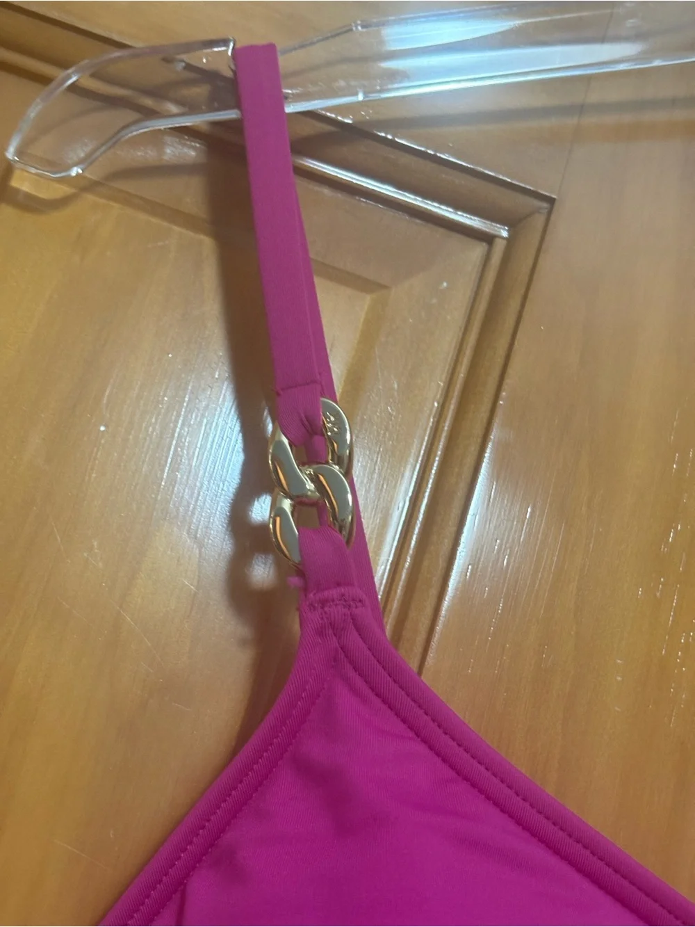 Michael Kors Fuscia One-Piece Swimsuit with Gold Hardware Size 8 NWT